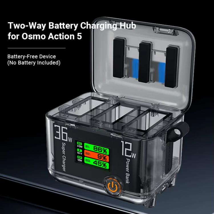 CYNOVA Fast Charging Hub for DJI Osmo 360/Action 5 Pro/4/3 With 1.14 inch TFT LCD Display(Translucent) - Cable & Charger by CYNOVA | Online Shopping UK | buy2fix