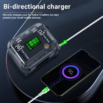 CYNOVA Fast Charging Hub for DJI Osmo 360/Action 5 Pro/4/3 With 1.14 inch TFT LCD Display(Translucent) - Cable & Charger by CYNOVA | Online Shopping UK | buy2fix