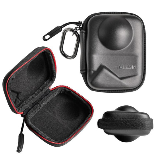 TELESIN Full-Coverage PU Carrying Case for DJI Osmo 360 Camera Protective Pouch with Carabiner Clip