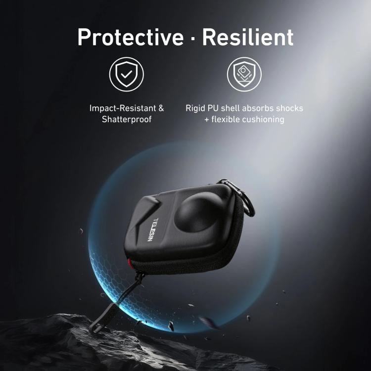 TELESIN Open Bottom PU Carrying Case for DJI Osmo 360 Camera Protective Pouch with Carabiner Clip - Case & Bags by TELESIN | Online Shopping UK | buy2fix