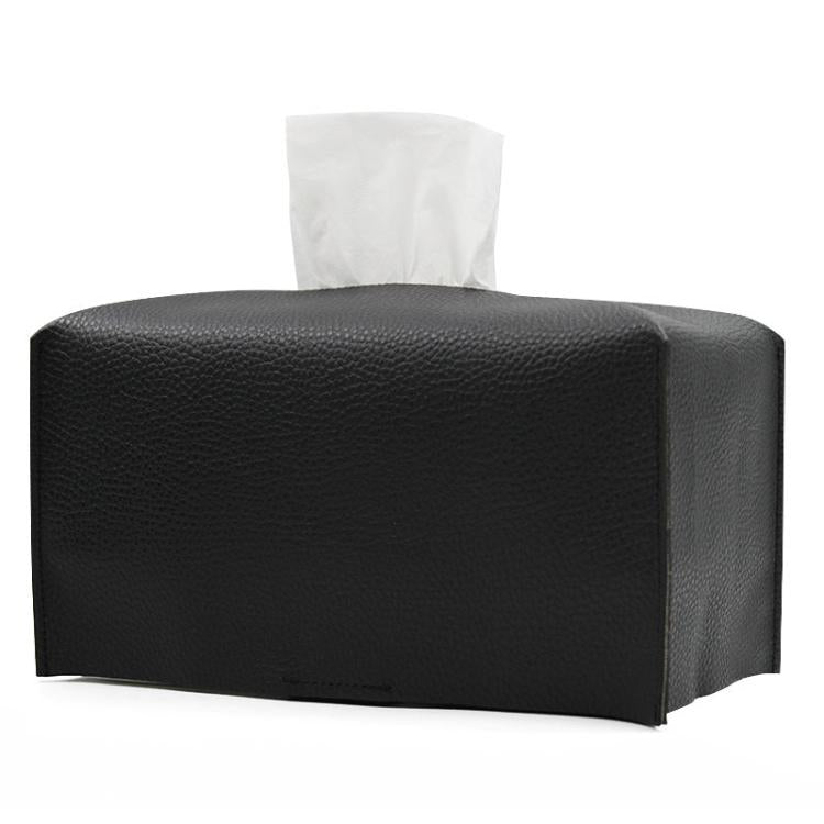 24x12.5x12.5cm Square Leather Paper Towel Box Paper Towel Bedroom Tissue Box(Black) - Tissue Boxes by buy2fix | Online Shopping UK | buy2fix