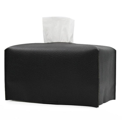 24x12.5x12.5cm Square Leather Paper Towel Box Paper Towel Bedroom Tissue Box(Black) - Tissue Boxes by buy2fix | Online Shopping UK | buy2fix