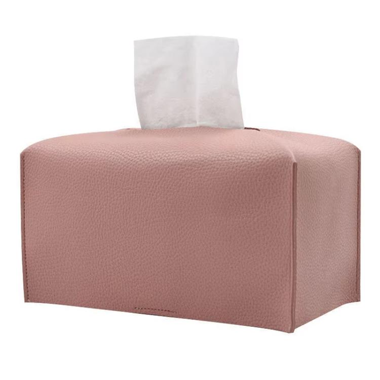 24x12.5x12.5cm Square Leather Paper Towel Box Paper Towel Bedroom Tissue Box(Pink) - Tissue Boxes by buy2fix | Online Shopping UK | buy2fix