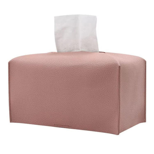 24x12.5x12.5cm Square Leather Paper Towel Box Paper Towel Bedroom Tissue Box(Pink) - Tissue Boxes by buy2fix | Online Shopping UK | buy2fix