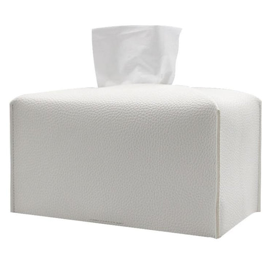 24x12.5x12.5cm Square Leather Paper Towel Box Paper Towel Bedroom Tissue Box(White) - Tissue Boxes by buy2fix | Online Shopping UK | buy2fix