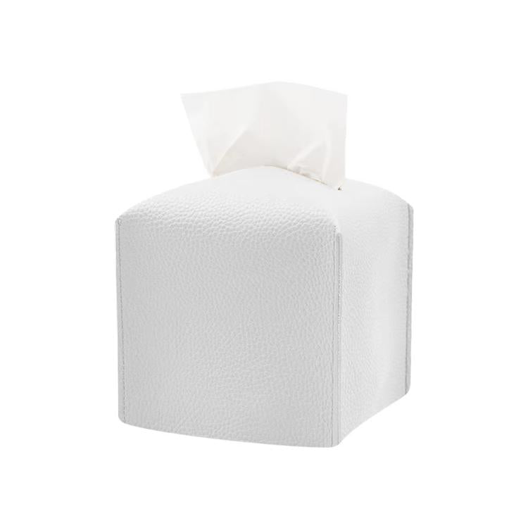 12.5x12.5x12cm Square Leather Paper Towel Box Paper Towel Bedroom Tissue Box(White) - Tissue Boxes by buy2fix | Online Shopping UK | buy2fix