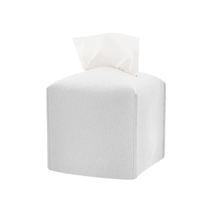12.5x12.5x12cm Square Leather Paper Towel Box Paper Towel Bedroom Tissue Box(White) - Tissue Boxes by buy2fix | Online Shopping UK | buy2fix