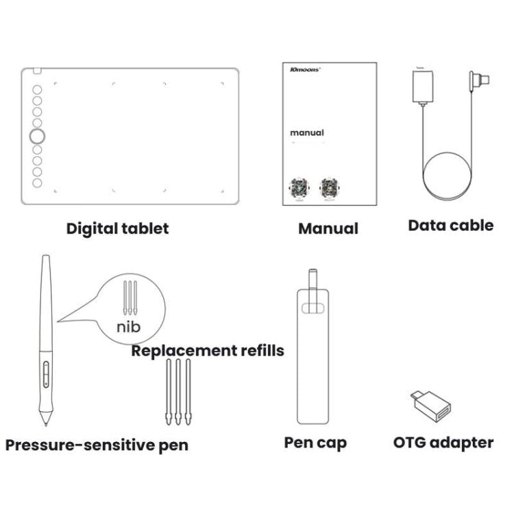 10Moons I6 Digital Drawing Tablet Compatible With Mobile Phones Computers(Black) -  by 10Moons | Online Shopping UK | buy2fix