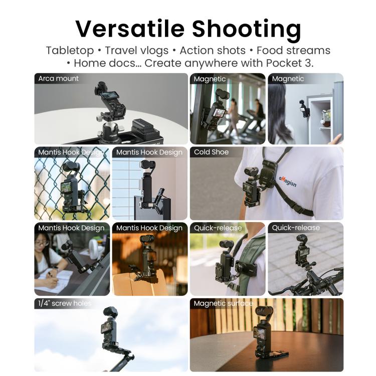 For DJI Pocket 3 aMagisn Mantis Extension Frame Magnetic Mount for Hands-Free Vlogging(Black) - Mount & Holder by aMagisn | Online Shopping UK | buy2fix