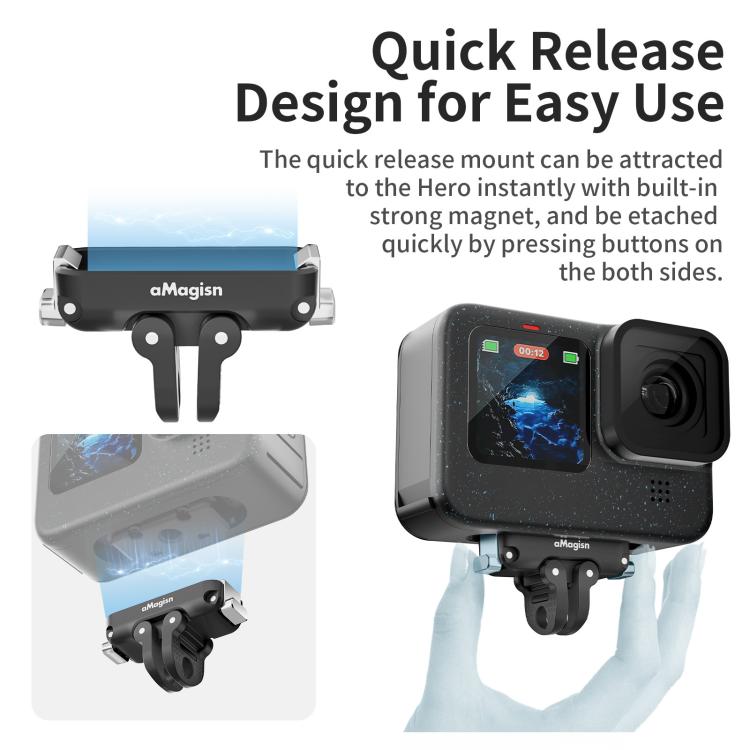 aMagisn Magnetic Quick Release Adapter for GoPro HERO13/12/11/10/9/8/11 Mini/MAX Separate Top Mount Plate - Connection Mount by aMagisn | Online Shopping UK | buy2fix