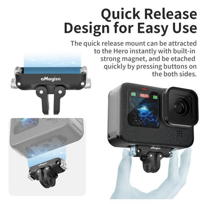 aMagisn Magnetic Quick Release Adapter for GoPro HERO13/12/11/10/9/8/11 Mini/MAX Separate Base Unit - Connection Mount by aMagisn | Online Shopping UK | buy2fix