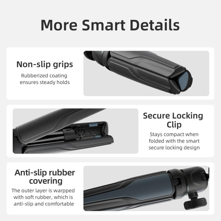 aMagisn Mini Tripod Selfie Stick with 360-degree Ball Head Adjustable Phone/Camera Mount for Travel, Vlogging & Live Streaming(Black) - Stand by aMagisn | Online Shopping UK | buy2fix