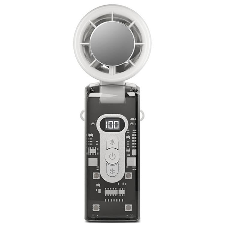 High Speed Folding Cooling Fan Powerful Semiconductor Handheld Turbine Fan(Transparent White) - Electric Fans by buy2fix | Online Shopping UK | buy2fix