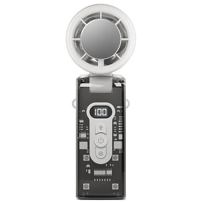 High Speed Folding Cooling Fan Powerful Semiconductor Handheld Turbine Fan(Transparent White) - Electric Fans by buy2fix | Online Shopping UK | buy2fix