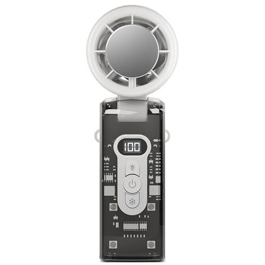 High Speed Folding Cooling Fan Powerful Semiconductor Handheld Turbine Fan(Transparent White) - Electric Fans by buy2fix | Online Shopping UK | buy2fix