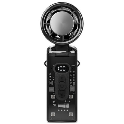 High Speed Folding Cooling Fan Powerful Semiconductor Handheld Turbine Fan(Transparent Black) - Electric Fans by buy2fix | Online Shopping UK | buy2fix