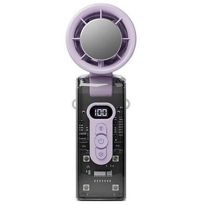 High Speed Folding Cooling Fan Powerful Semiconductor Handheld Turbine Fan(Transparent Purple) - Electric Fans by buy2fix | Online Shopping UK | buy2fix