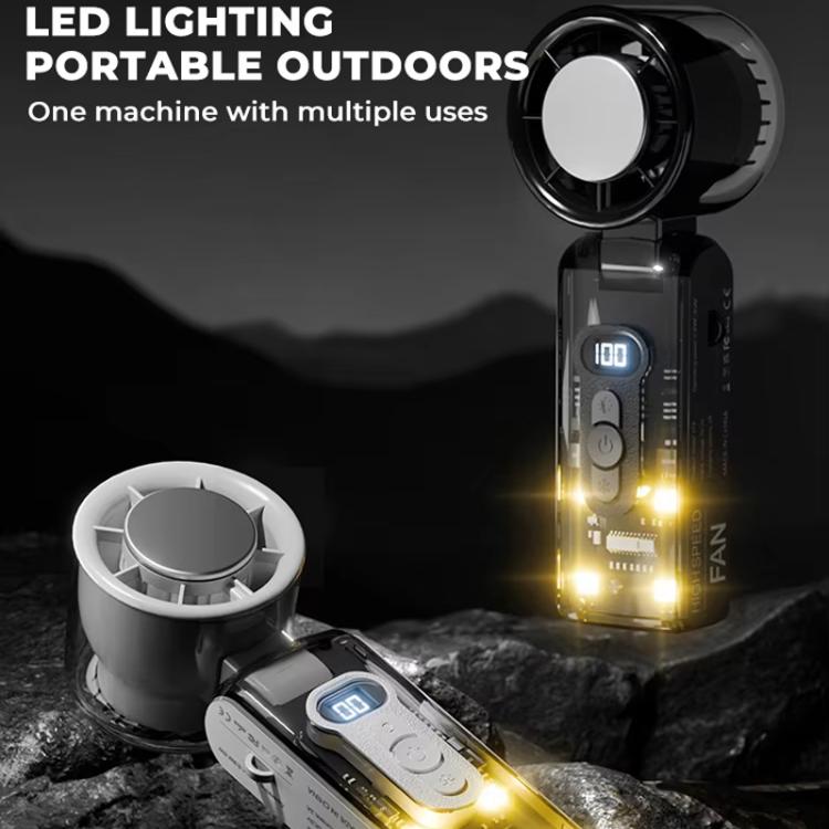 High Speed Folding Cooling Fan Powerful Semiconductor Handheld Turbine Fan(Transparent Purple) - Electric Fans by buy2fix | Online Shopping UK | buy2fix