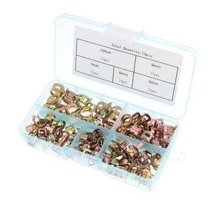 75pcs /Set M6/M10 Automotive Fuel Line Mini Spring Hose Clamp Set - Booster Cable & Clip by buy2fix | Online Shopping UK | buy2fix