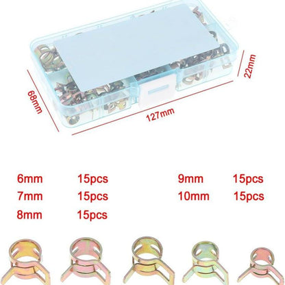75pcs /Set M6/M10 Automotive Fuel Line Mini Spring Hose Clamp Set - Booster Cable & Clip by buy2fix | Online Shopping UK | buy2fix