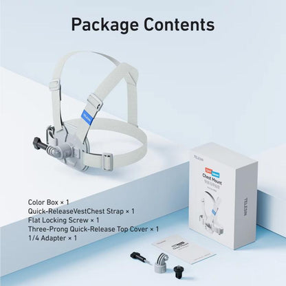 TELESIN S2-CGP-01GY Universal Action Camera Chest Belt Bracket Quick Release Chest Strap Mount(Gray) - Chest Belt by TELESIN | Online Shopping UK | buy2fix