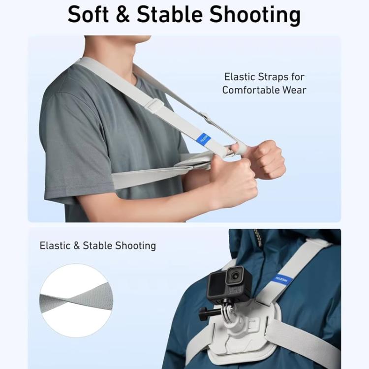 TELESIN S2-CGP-01GY Universal Action Camera Chest Belt Bracket Quick Release Chest Strap Mount(Gray) - Chest Belt by TELESIN | Online Shopping UK | buy2fix