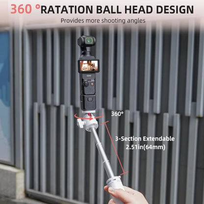 Flymile 15.8-30.8cm Tripod Selfie Stick for Action Cameras With 360-degree Adjustable Ball Head & Cold Shoe(White) - Extendable Pole by Flymile | Online Shopping UK | buy2fix