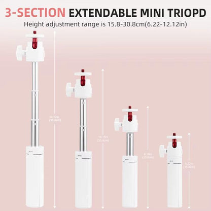 Flymile 15.8-30.8cm Tripod Selfie Stick for Action Cameras With 360-degree Adjustable Ball Head & Cold Shoe(White) - Extendable Pole by Flymile | Online Shopping UK | buy2fix