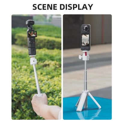 Flymile 15.8-30.8cm Tripod Selfie Stick for Action Cameras With 360-degree Adjustable Ball Head & Cold Shoe(White) - Extendable Pole by Flymile | Online Shopping UK | buy2fix