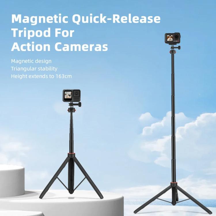 Flymile 1.63m Magnetic Quick-Release Tripod Selfie Stick for Action Cameras for Vlogging, Outdoor Sports(Black) - Portable Mini Tripod by Flymile | Online Shopping UK | buy2fix