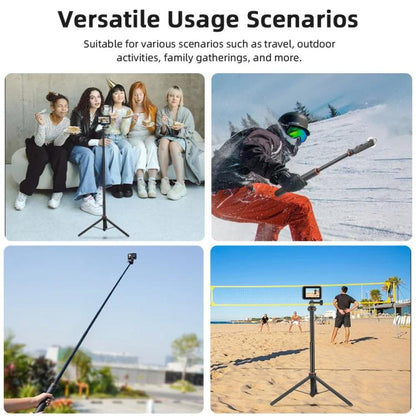 Flymile 1.63m Magnetic Quick-Release Tripod Selfie Stick for Action Cameras for Vlogging, Outdoor Sports(Black) - Portable Mini Tripod by Flymile | Online Shopping UK | buy2fix