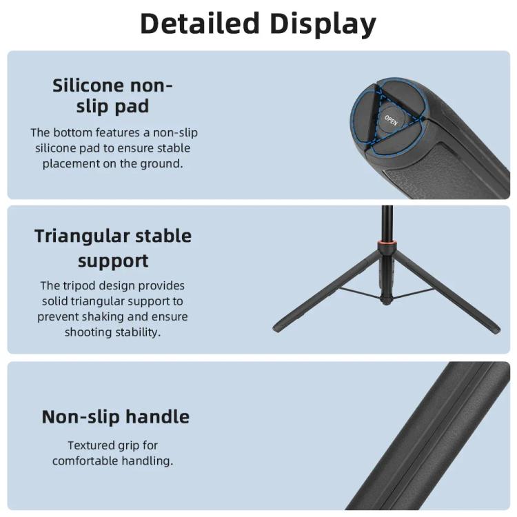 Flymile 1.63m Magnetic Quick-Release Tripod Selfie Stick for Action Cameras for Vlogging, Outdoor Sports(Black) - Portable Mini Tripod by Flymile | Online Shopping UK | buy2fix