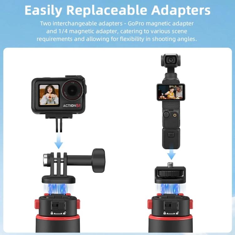 Flymile 1.63m Magnetic Quick-Release Tripod Selfie Stick for Action Cameras for Vlogging, Outdoor Sports(Black) - Portable Mini Tripod by Flymile | Online Shopping UK | buy2fix