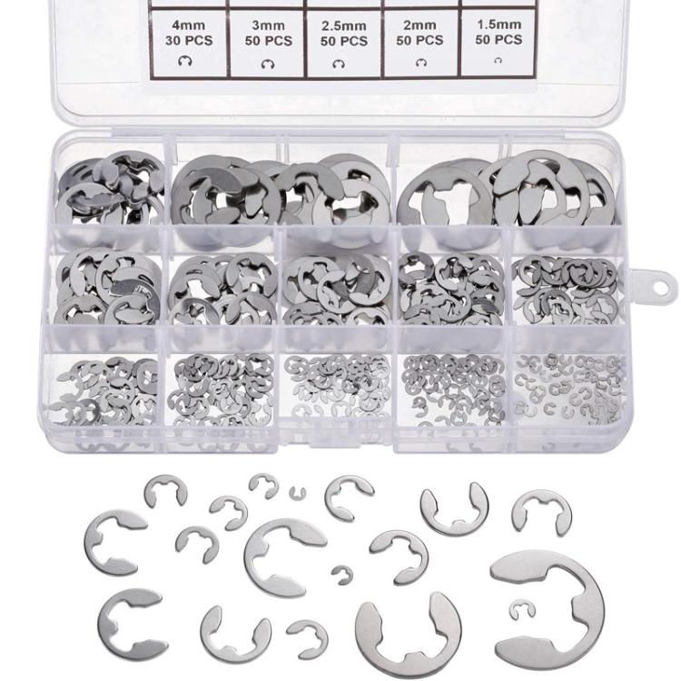 400pcs /Set 1.5-15mm Stainless Steel E-Type Open Circlips Boxed(222g) - Engine Fittings by buy2fix | Online Shopping UK | buy2fix