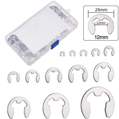 400pcs /Set 1.5-15mm Stainless Steel E-Type Open Circlips Boxed(222g) - Engine Fittings by buy2fix | Online Shopping UK | buy2fix