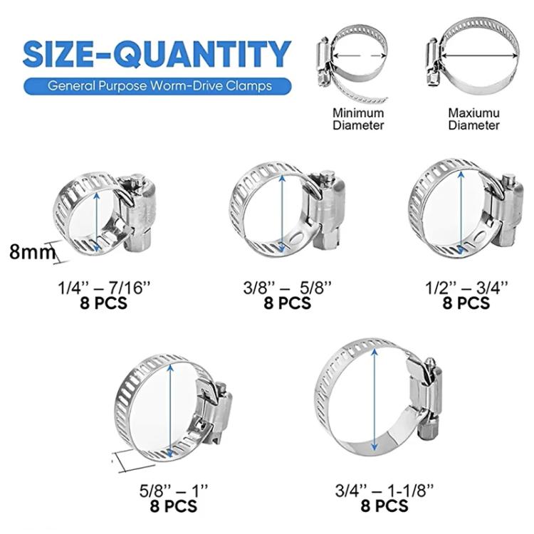 40pcs /Set Stainless Steel American-Style Heavy-Duty Clamp Kit(303g) - Booster Cable & Clip by buy2fix | Online Shopping UK | buy2fix