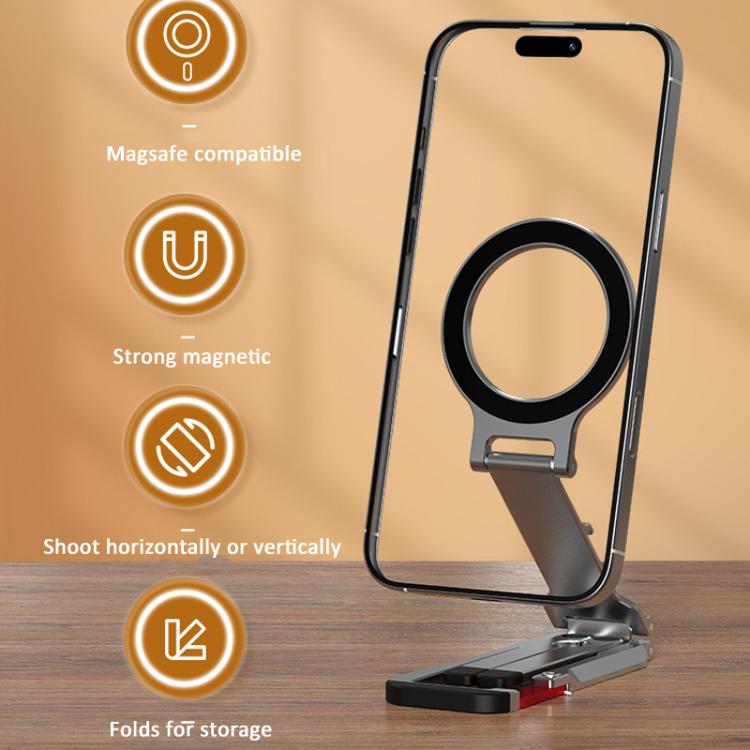 Flymile Magnetic Carabiner Design Phone Tripod Foldable Desktop Phone Mount With 1/4-Inch Screw(Metal Color) - Desktop Holder by Flymile | Online Shopping UK | buy2fix