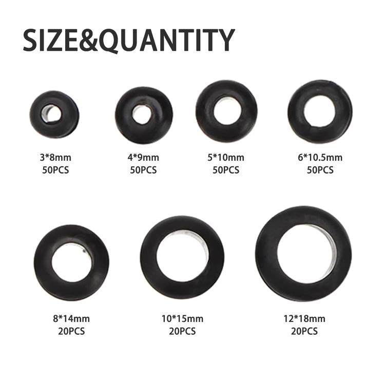 260pcs /Set Double-Sided O-Ring Rubber Sealing Waterproof Conduit Rings(Black) - Others by buy2fix | Online Shopping UK | buy2fix