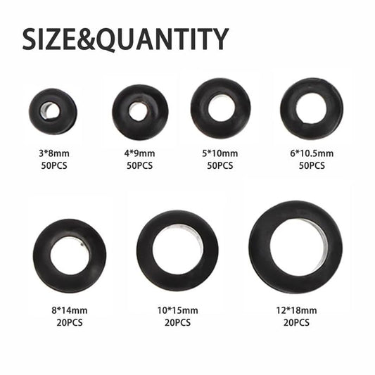 260pcs /Set Double-Sided O-Ring Rubber Sealing Waterproof Conduit Rings(Black) - Others by buy2fix | Online Shopping UK | buy2fix