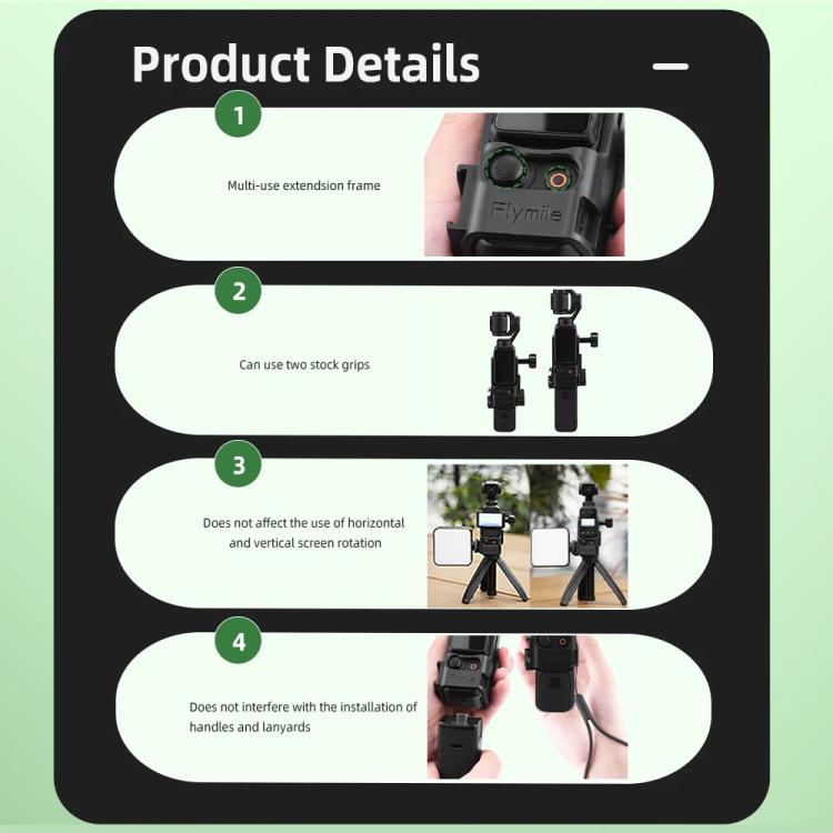 For DJI Osmo Pocket 3 Flymile Multi-Purpose Adapter Frame Expandable Mount(Black) - Mount & Holder by Flymile | Online Shopping UK | buy2fix