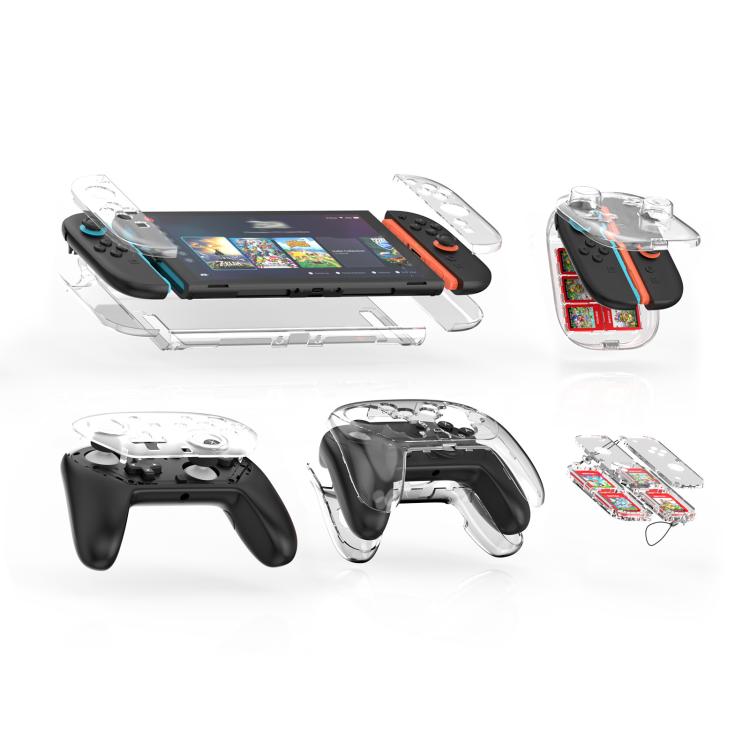 For Nintendo Switch 2 JYS 5-in-1 Crystal Case Full Protection Set Includes Console Shell, Joy-con & Pro Controller Cover, Faceplate, Game Cartridge Case - Cases by JYS | Online Shopping UK | buy2fix