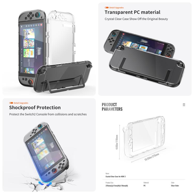 For Nintendo Switch 2 JYS 5-in-1 Crystal Case Full Protection Set Includes Console Shell, Joy-con & Pro Controller Cover, Faceplate, Game Cartridge Case - Cases by JYS | Online Shopping UK | buy2fix
