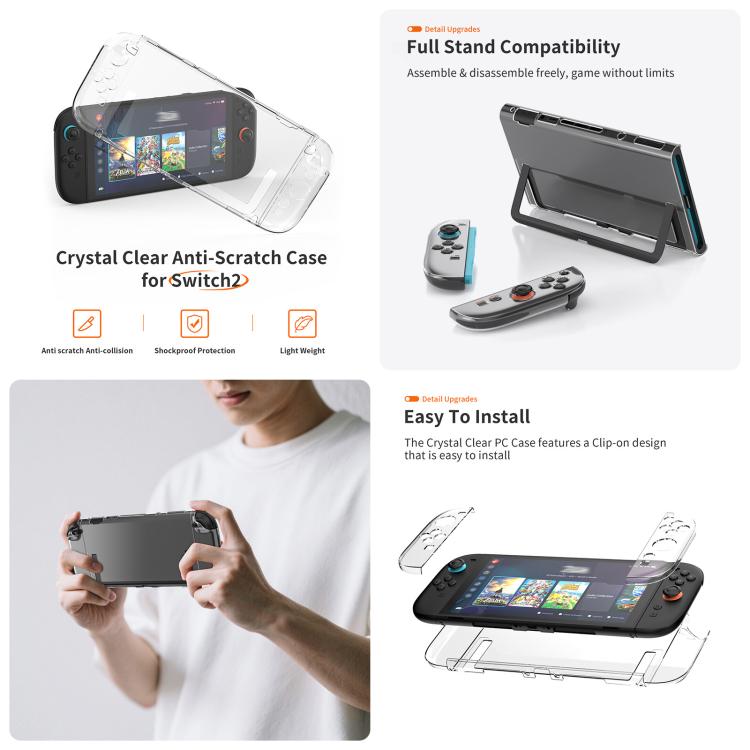 For Nintendo Switch 2 JYS 5-in-1 Crystal Case Full Protection Set Includes Console Shell, Joy-con & Pro Controller Cover, Faceplate, Game Cartridge Case - Cases by JYS | Online Shopping UK | buy2fix