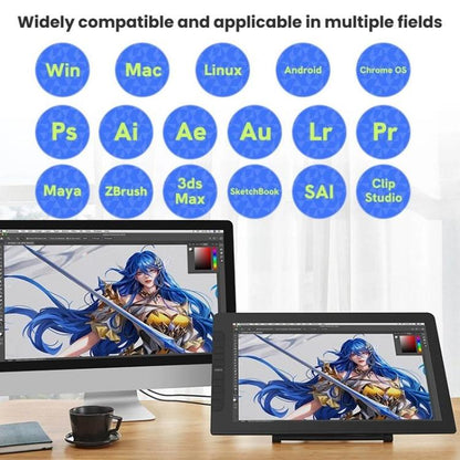 VEIKK VK2200PRO 21.5 inch Digital Screen Hand Drawing Screen Electronic Drawing Screen Compatible With Mobile Phone UK Plug -  by VEIKK | Online Shopping UK | buy2fix