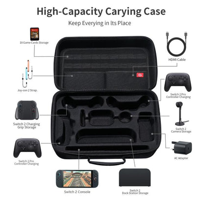 For Nintendo Switch 2 JYS All-in-One Storage Carrying Case Organizer with Shoulder Strap Fits Dock/Console/Pro Controller/Camera/Grip/Charger - Bags by JYS | Online Shopping UK | buy2fix