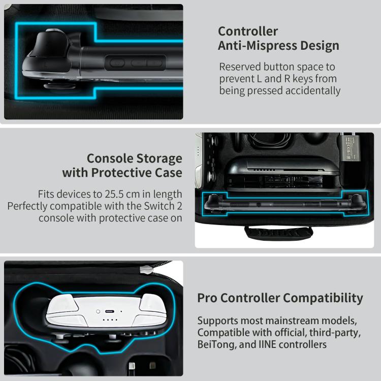 For Nintendo Switch 2 JYS All-in-One Storage Carrying Case Organizer with Shoulder Strap Fits Dock/Console/Pro Controller/Camera/Grip/Charger - Bags by JYS | Online Shopping UK | buy2fix