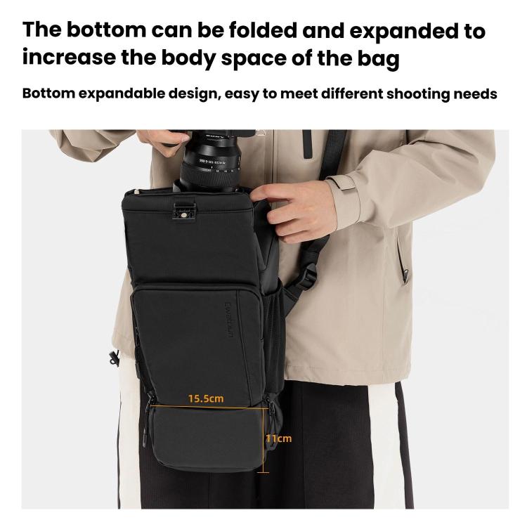 Cwatcun D198 Small Expandable Single Shoulder Camera Bag Waterproof Multi-Function Camera Bag(Black) - Strap Satchel by Cwatcun | Online Shopping UK | buy2fix