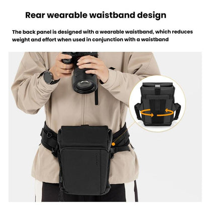 Cwatcun D198 Small Expandable Single Shoulder Camera Bag Waterproof Multi-Function Camera Bag(Black) - Strap Satchel by Cwatcun | Online Shopping UK | buy2fix