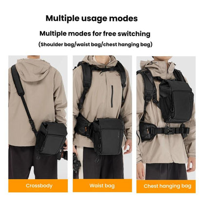 Cwatcun D198 Small Expandable Single Shoulder Camera Bag Waterproof Multi-Function Camera Bag(Black) - Strap Satchel by Cwatcun | Online Shopping UK | buy2fix