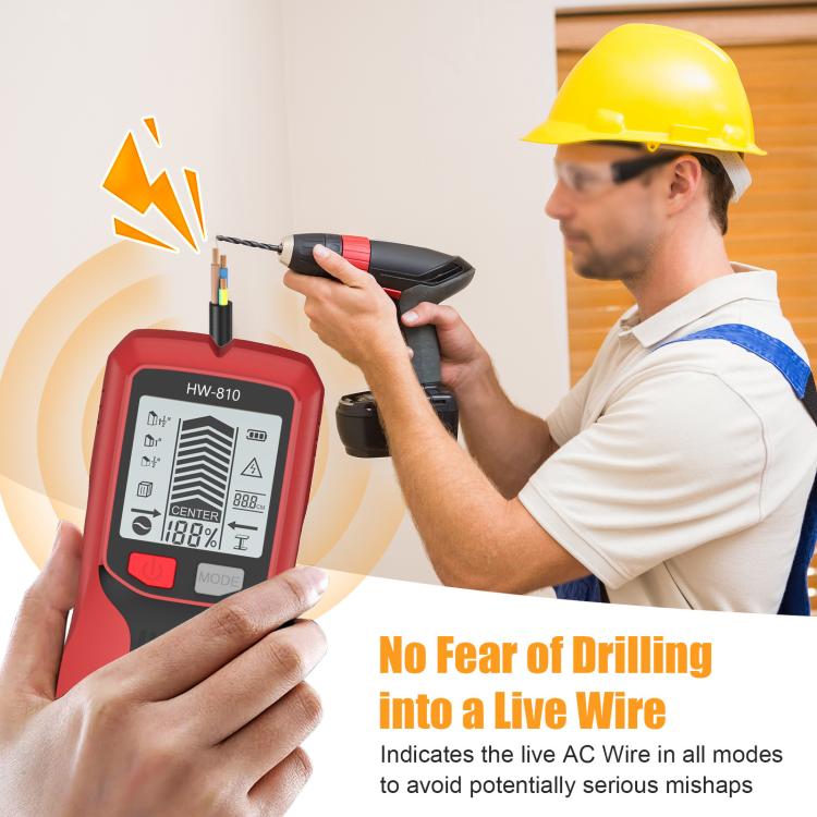 Multifunctional Wall Stud Wire Metal Detector(Red) - Metal Detector by buy2fix | Online Shopping UK | buy2fix